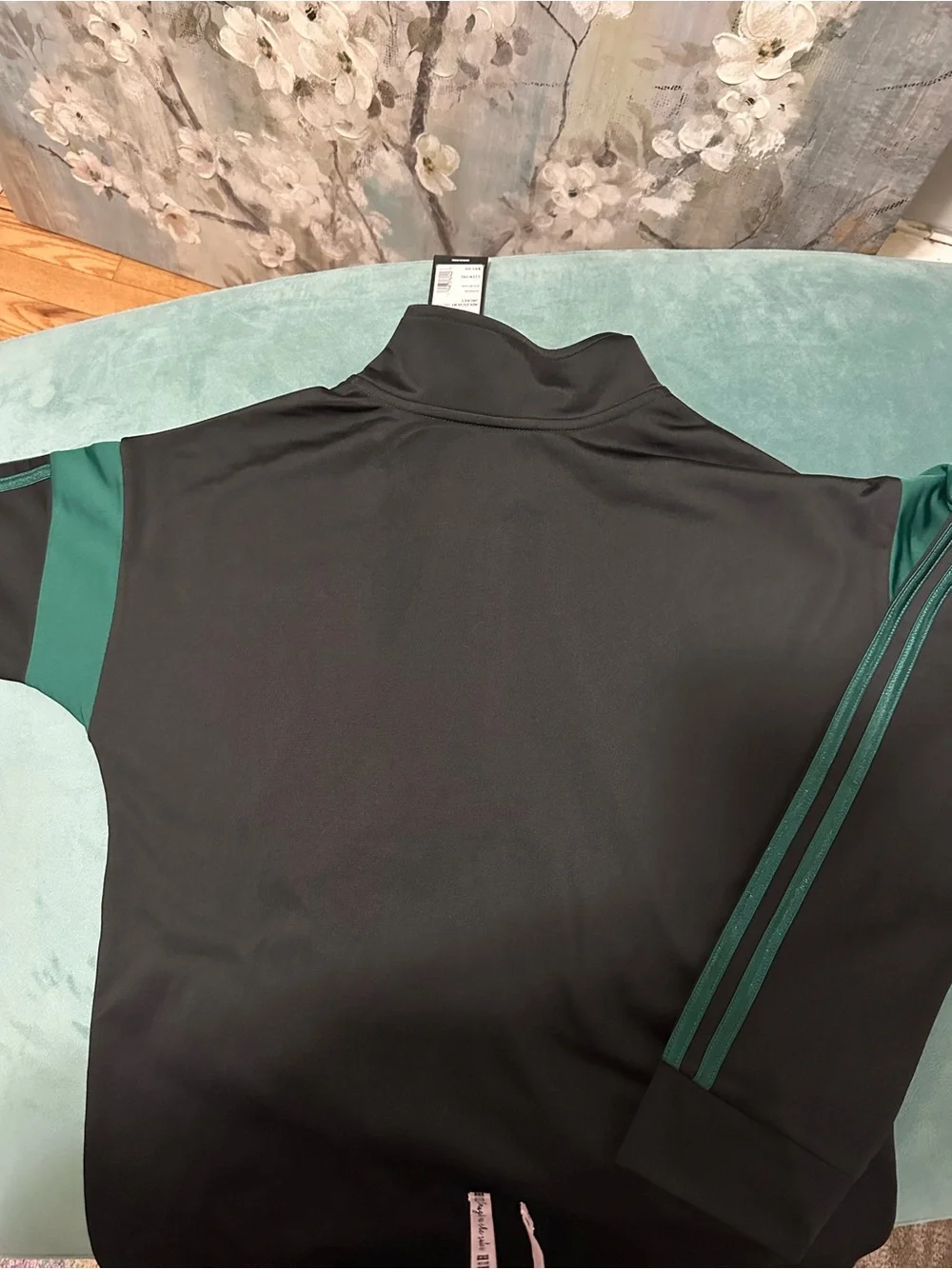 adidas Black and Green Full-Zip Track Suit Jacket and pants